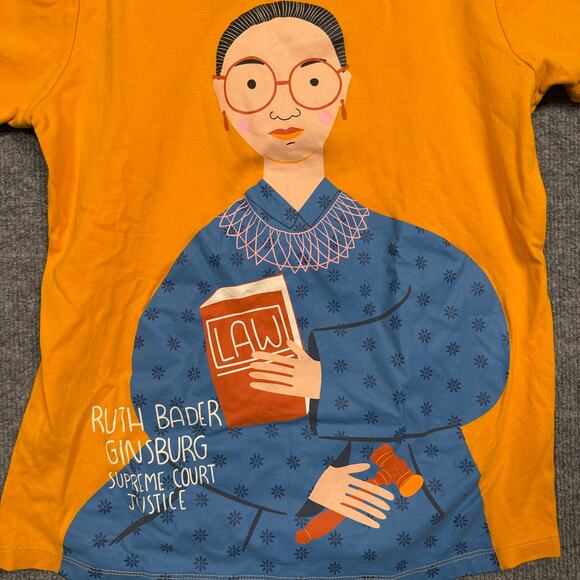 Piccolina Size 14 Ruth Bader‎ Ginsburg Tee T-Shirt Yellow Cotton Short Sleeves - Picture 3 of 7